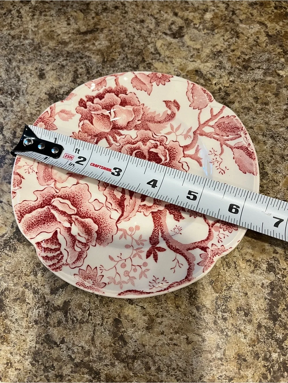Vintage Johnson Brothers English Chippendale Red Floral 6” Salad Plate